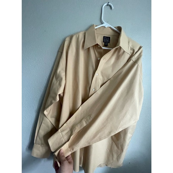 Jos A Bank 17-34 Travelers Collection Dress Shirt Yellow - Picture 3 of 11